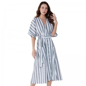 Plain Sashes Striped Convertible Blazer Women Bangkok Dress