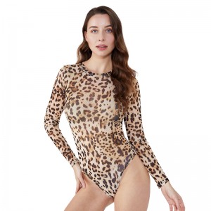 Plné dámské vlastní dlouhý rukáv tanga Leopard tělo obleky ženy květinové kombinézu Mujer