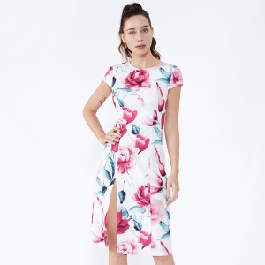 Rozdělte nové pocity Roupas květinové tištěné ženy letní šaty